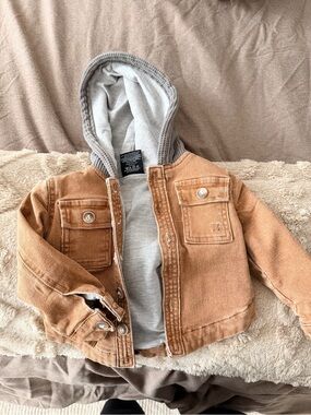 Little Bipsy Tan Hooded Infant Denim Jacket